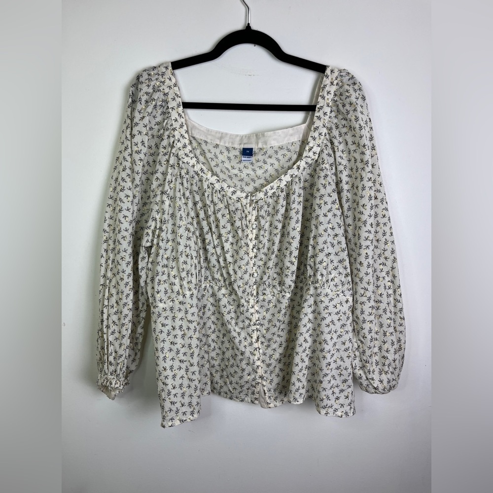 NWT Old Navy 2X Square Neck Ditsy Floral Peasant Blouse Cottagecore Fall Boho - Picture 10 of 12